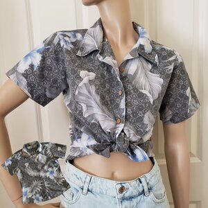 Vintage Hawaiian Hibscus Button Up Short Sleeve Shirt SZ S